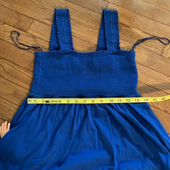 Old Navy Blue Sleeveless Smocked Sundress Medium Petite - Picture 9 of 16